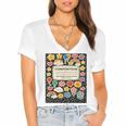 Composition Notebook Costume Teacher Matching Halloween Book Women's Jersey Short Sleeve Deep V-Neck Tshirt