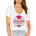 Coquette Pink Bow Senior 2026 2027 Graduation Women's Jersey Short Sleeve Deep V-Neck Tshirt