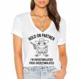 Cowboy Frog Overstimulated Western Meme Introverts Women's Jersey Short Sleeve Deep V-Neck Tshirt