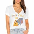 Cozy Vibes Atmospheric Introvert Women's Jersey Short Sleeve Deep V-Neck Tshirt