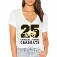 Criminal Justice Graduate Graduated Class Of 2025 Graduation Women's Jersey Short Sleeve Deep V-Neck Tshirt