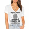 Criminal Justice School Degree Graduation Day Student Women's Jersey Short Sleeve Deep V-Neck Tshirt