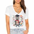 Cute Graduation Zebra Holding DiplomaShirt Women's Jersey Short Sleeve Deep V-Neck Tshirt