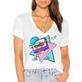 Dabbing Cassette Tape 70s 80s 80s Outfit Nostalgia Women's Jersey Short Sleeve Deep V-Neck Tshirt Dabbing Cassette Tape 70s 80s 80s Outfit Nostalgia Women's Jersey Short Sleeve Deep V-Neck Tshirt