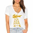Dabbing Graduation Class Of 2018 T-Shirt School Colors Women's Jersey Short Sleeve Deep V-Neck Tshirt