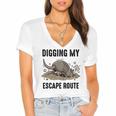 Digging My Escape Route Armadillo Introvert Humor Women's Jersey Short Sleeve Deep V-Neck Tshirt