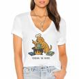 Dog Cooking The Books Women's Jersey Short Sleeve Deep V-Neck Tshirt