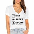 Eat Sleep Study For Bar Exam Lawyer Graduation Women's Jersey Short Sleeve Deep V-Neck Tshirt
