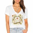 Elder Emo Club Skeleton Hands Heart Nostalgia Women's Jersey Short Sleeve Deep V-Neck Tshirt