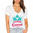 EMT Trauma Queen Paramedic Student T-Shirt Graduation Women's Jersey Short Sleeve Deep V-Neck Tshirt