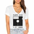Floppy Disk Computer Nostalgia Fun PC Enthusiast History Women's Jersey Short Sleeve Deep V-Neck Tshirt