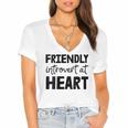 Friendly Introvert At Heart Women's Jersey Short Sleeve Deep V-Neck Tshirt Friendly Introvert At Heart Women's Jersey Short Sleeve Deep V-Neck Tshirt