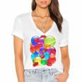 Frutiger Aero Aesthetic Tech Orb Pattern Heart Cherry Lips Raglan Baseball Tee Women's Jersey Short Sleeve Deep V-Neck Tshirt