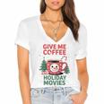 Give Me Coffee And Holiday Movies Introvert Christmas Women's Jersey Short Sleeve Deep V-Neck Tshirt Give Me Coffee And Holiday Movies Introvert Christmas Women's Jersey Short Sleeve Deep V-Neck Tshirt