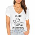 Go Away I'm Introverting Cat Introvert Anxiety Anxious Women's Jersey Short Sleeve Deep V-Neck Tshirt Go Away I'm Introverting Cat Introvert Anxiety Anxious Women's Jersey Short Sleeve Deep V-Neck Tshirt
