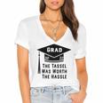Grad 2022 Graduation Tassel Was Worth The Hassle Women's Jersey Short Sleeve Deep V-Neck Tshirt
