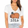 Grad Class Of 2026 Capybara Graduation Graduated Kids Women's Jersey Short Sleeve Deep V-Neck Tshirt