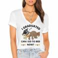 I Graduated Can I Go Back To Bed Sloth Graduation Cap Women's Jersey Short Sleeve Deep V-Neck Tshirt