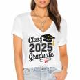 Graduation 2025 Senior 2025 Class Of 2025 Graduate Women's Jersey Short Sleeve Deep V-Neck Tshirt