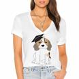 Graduation Beagle Dog 2017 Graduate Graduation Tee Women's Jersey Short Sleeve Deep V-Neck Tshirt