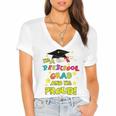 Graduation Class 2018 Cap Gown Shirt Preschool Grad Proud Women's Jersey Short Sleeve Deep V-Neck Tshirt