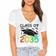 Graduation Class Of 2035 Hand Prints Space Pre-K -12th Grade Women's Jersey Short Sleeve Deep V-Neck Tshirt