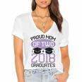 Graduation Shirt For Mom Of Twins Proud Mom Twins Tee Women's Jersey Short Sleeve Deep V-Neck Tshirt