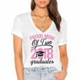 Graduation Shirt For Mom With Twins Proud Mom Of Two Women's Jersey Short Sleeve Deep V-Neck Tshirt
