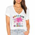 Happy Last Day Of School Coquette Bow Graduation Girls Kids Women's Jersey Short Sleeve Deep V-Neck Tshirt