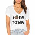 I Heart My Teachers I Love My Teachers Graduation Kids Teens Women's Jersey Short Sleeve Deep V-Neck Tshirt