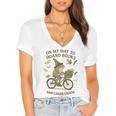 On My Way To Hoard Books And Cause Chaos Tom Foolery Women's Jersey Short Sleeve Deep V-Neck Tshirt