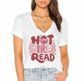 Hot Girls Read Book Lover Feminist Reader Premium Tri-Blend Women's Jersey Short Sleeve Deep V-Neck Tshirt