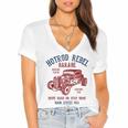 Hotrod Rebel Automotive Nostalgia Old Car Distressed Women's Jersey Short Sleeve Deep V-Neck Tshirt