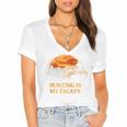 Hunting Is My Escape Introvert Hunter Antisocial Raglan Baseball Tee Women's Jersey Short Sleeve Deep V-Neck Tshirt