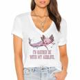 Id Rather Be With My Axolotl Salamander Introvert Women's Jersey Short Sleeve Deep V-Neck Tshirt Id Rather Be With My Axolotl Salamander Introvert Women's Jersey Short Sleeve Deep V-Neck Tshirt