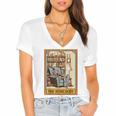 Introvert Homebody Awkward Skeleton The Homebody Tarot Card Women's Jersey Short Sleeve Deep V-Neck Tshirt