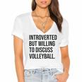 Introverted Volleyball Player Volleyball Introvert Women's Jersey Short Sleeve Deep V-Neck Tshirt