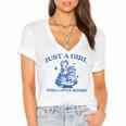 Just a Girl Who Loves Books Book Lover Bookish Women's Jersey Short Sleeve Deep V-Neck Tshirt