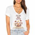 Just One More Chapter Book Lovers Floral Women's Jersey Short Sleeve Deep V-Neck Tshirt