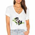 I Did It Kawaii Panda With Graduation Cap Diploma Women's Jersey Short Sleeve Deep V-Neck Tshirt
