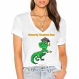 Kids Cute Graduation Dinosaur Smarty Saurus Kinder VPK Pre-k Grad Women's Jersey Short Sleeve Deep V-Neck Tshirt