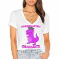Kids Kindergarten Graduation Idea For Girls Dinosaur Women's Jersey Short Sleeve Deep V-Neck Tshirt