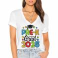 Kids Pre-K Grad 2025 Preschool Prek Graduation Women's Jersey Short Sleeve Deep V-Neck Tshirt