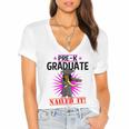 Kids Pre K Graduation Flossing Girl Nailed It Graduate Girls Women's Jersey Short Sleeve Deep V-Neck Tshirt