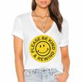 Be Kind Rewind Shirt Retro Nostalgia Sticker 80s 90s Tee Premium Tri-Blend Women's Jersey Short Sleeve Deep V-Neck Tshirt