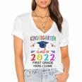 Kindergarten Graduation Class Of 2022 1st Grade Here I Come Women's Jersey Short Sleeve Deep V-Neck Tshirt