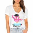 Kindergarten Graduation Tee Shirt Pink Owl T-Shir Women's Jersey Short Sleeve Deep V-Neck Tshirt