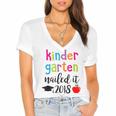Kindergarten Nailed It 2018 Class Graduation T-Shirt Women's Jersey Short Sleeve Deep V-Neck Tshirt