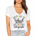 Last Day Autographs 1st Grade Graduation Boys Girls Groovy Women's Jersey Short Sleeve Deep V-Neck Tshirt