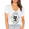 Last Day Of School Student Graduation I Survived 2nd Grade Women's Jersey Short Sleeve Deep V-Neck Tshirt